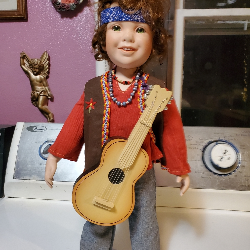 Rare 16" Porcelain Doll Dylan Boho Cottage Festival 60s 70s Hippie